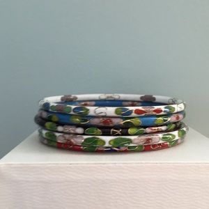 Set of five bangles with gold detail